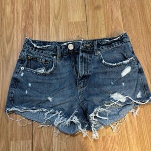 Garage Blue Distressed Jean Shorts